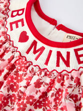 Load image into Gallery viewer, Valentine's Day "BE ❤ MINE" Embroidered Floral Girls' Romper