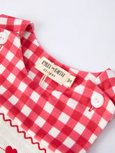 Load image into Gallery viewer, Valentine's Day Plaid Heart Embroidered Pony Boys' Romper