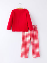 Load image into Gallery viewer, Red Valentine's Day Plaid Smocking Embroidered Pony Boys Set