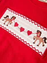 Load image into Gallery viewer, Red Valentine's Day Plaid Smocking Embroidered Pony Boys Set