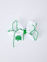 Load image into Gallery viewer, St. Patrick Shamrock Embroidered Hair Bow – Girls Hair Clip