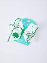 Load image into Gallery viewer, St. Patrick Shamrock Embroidered Hair Bow – Girls Hair Clip