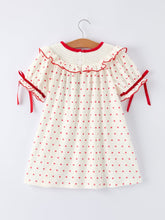 Load image into Gallery viewer, Valentine's Day Polka Dot Girls' Dress with Smocking Embroidery