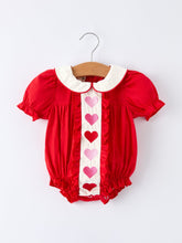 Load image into Gallery viewer, Red Ruffle Heart Embroidered Romper - Valentine Style