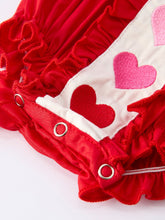 Load image into Gallery viewer, Red Ruffle Heart Embroidered Romper - Valentine Style
