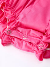 Load image into Gallery viewer, Valentine's Day Hot Pink Ruffle Collar Baby Romper Heart Applique