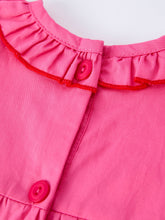 Load image into Gallery viewer, Valentine's Day Hot Pink Ruffle Collar Baby Romper Heart Applique