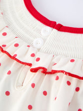 Load image into Gallery viewer, Valentine's Day Polka Dot Baby Girls Romper with Smocking Embroidery