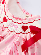 Load image into Gallery viewer, Girls' Valentine's Day Heart Bow Embroidered Dress