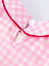 Load image into Gallery viewer, Girls' Valentine's Day Heart-embroidered Plaid Baby Romper