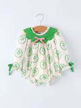 Load image into Gallery viewer, St. Patrick's Day Shamrock Striped Long Sleeve Baby Girl Romper