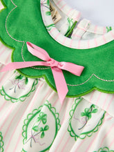 Load image into Gallery viewer, St. Patrick's Day Shamrock Striped Long Sleeve Baby Girl Romper