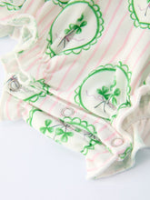 Load image into Gallery viewer, St. Patrick's Day Shamrock Striped Long Sleeve Baby Girl Romper
