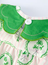 Load image into Gallery viewer, St. Patrick's Day Shamrock Striped Long Sleeve Baby Girl Romper