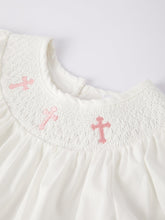 Load image into Gallery viewer, White Smocked Church Christ Bishop Christening Dress