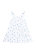 Load image into Gallery viewer, Blue Heart Print Ruffle Dress