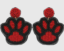 Load image into Gallery viewer, 2 Tier Seed Beaded Animal Paw Print Dangle
Earrings - Image #3