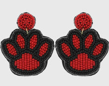 Load image into Gallery viewer, 2 Tier Seed Beaded Animal Paw Print Dangle Earrings - Abbies Place