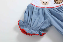 Load image into Gallery viewer, Blue Farm Animals Smocked Romper