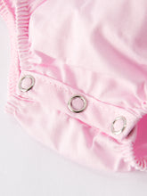 Load image into Gallery viewer, White Bow Smock Embroidered Pink Romper