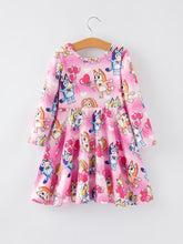 Load image into Gallery viewer, Pink Print Girls Long Sleeve Girls Twirly Dress