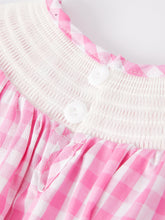 Load image into Gallery viewer, Valentine's Day Heart Bow Smocking Embroidered Pink Dress