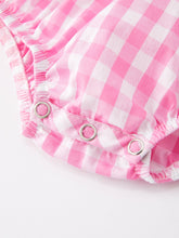 Load image into Gallery viewer, Valentine's Day Heart Bow Smocking Embroidered Pink Romper