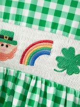 Load image into Gallery viewer, St. Patrick's Day Girls Shamrock Smocking Embroidery Dress