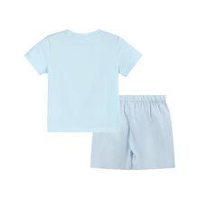 Load image into Gallery viewer, Light Blue USA Flag Smocked T-Shirt and Shorts Set