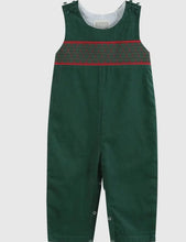 Load image into Gallery viewer, Preorder ETA 7/15-9/15-Green Christmas Smocked Overalls - Image #1