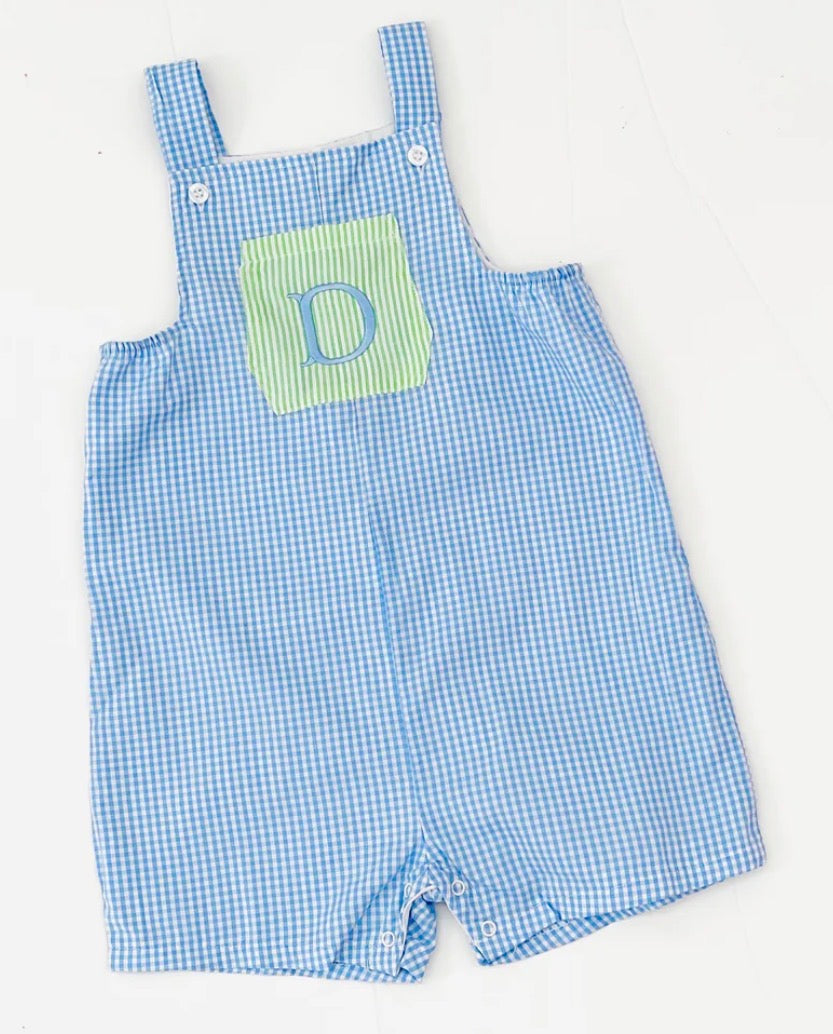 Jon Jon - Blue Gingham-monogrammed-add Letter in special instructions in checkout