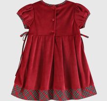 Load image into Gallery viewer, Preorder ETA 8/15-9/15-Red Velour and Christmas Plaid Bow Dress - Image #2