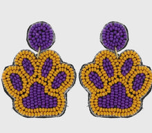 Load image into Gallery viewer, 2 Tier Seed Beaded Animal Paw Print Dangle Earrings - Abbies Place