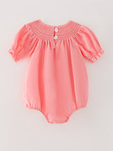 Load image into Gallery viewer, CORAL Smocked Church Christ Bishop Christening Girls Romper