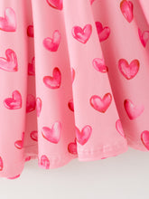 Load image into Gallery viewer, Girls Valentine Party Dress – Pink Heart Print Long Sleeve