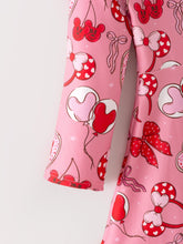 Load image into Gallery viewer, Toddler Girls Valentine Party Pink Dress – Red Bow Heart Print Outfit