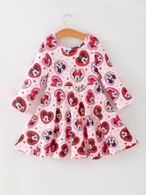 Load image into Gallery viewer, Valentine's Day Girls Long Sleeve Dress – Pink Character Heart Outfit