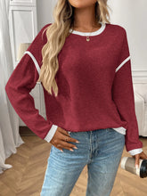 Load image into Gallery viewer, Jessica Ribbed Contrast Trim Long Sleeve Top