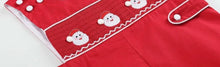 Load image into Gallery viewer, Red & White Santa Smocked Overalls - Image #2