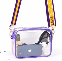 Load image into Gallery viewer, Bridget Clear Purse with Reversible Patterned Shoulder Straps - Image #5