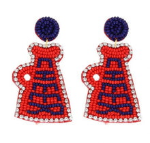 Load image into Gallery viewer, Jeweled Cheer Megaphone Beaded Earrings - Image #3