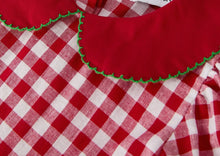 Load image into Gallery viewer, Girls Christmas Outfit - Red Plaid Dress with Tree Bow Accents-Ships 11/10
