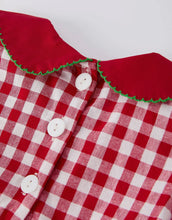 Load image into Gallery viewer, Girls Christmas Outfit - Red Plaid Dress with Tree Bow Accents-Ships 11/10
