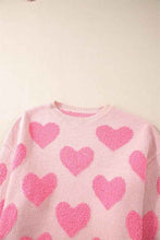 Load image into Gallery viewer, Valentine Heart Colorblock Textured Knit Sweater