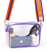 Load image into Gallery viewer, Bridget Clear Purse with Reversible Patterned Shoulder Straps - Image #6