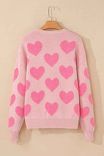 Load image into Gallery viewer, Valentine Heart Colorblock Textured Knit Sweater