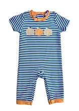 Load image into Gallery viewer, Striped Pumpkin Applique Romper