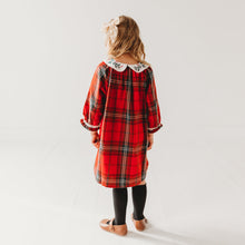 Load image into Gallery viewer, Red Plaid Girl's Christmas Dress Embroidery