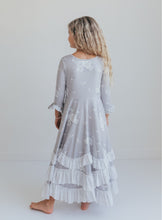 Load image into Gallery viewer, Gray Floral Ruffles Dress