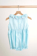 Load image into Gallery viewer, Blue easter bunny egg french knot girl gingham seersucker bubble - Abbies Place